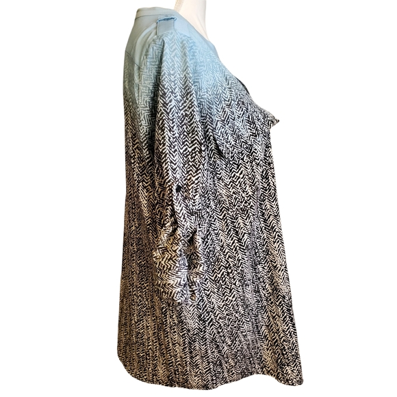 EUC Calvin Klein Ombre Mixed Pattern Utility Button Front Blouse - Picture 7 of 12